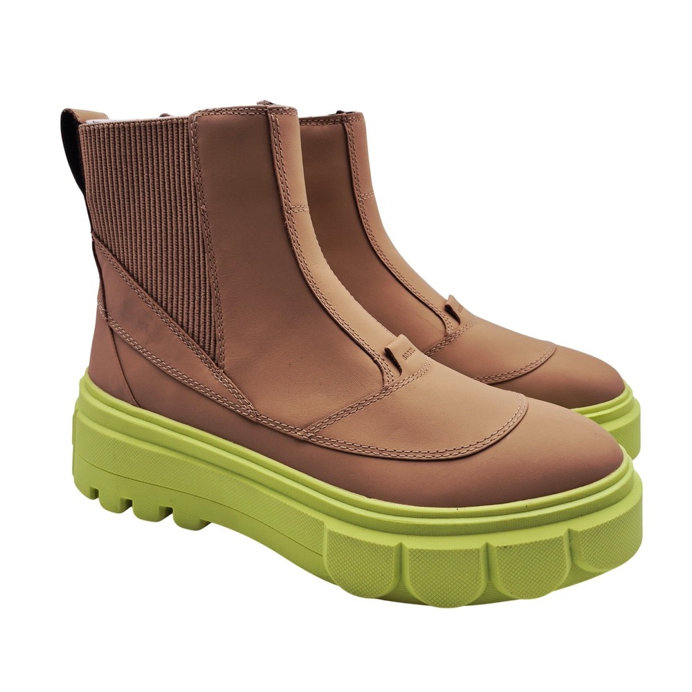 Sorel Caribou X Waterproof Platform Boots Chelsea Women's Size 10 Tan Lime Green - Picture 9 of 16